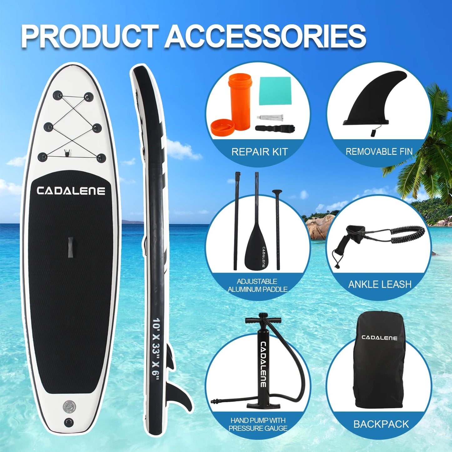 Inflatable Paddle Board 10’ – Stable SUP with Non-Slip Deck & Full Accessory Kit