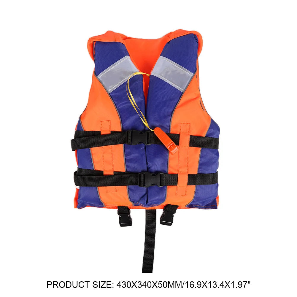 Kids Life Vest with Whistle & Reflective Strips – Adjustable Youth Life Jacket for Water Safety