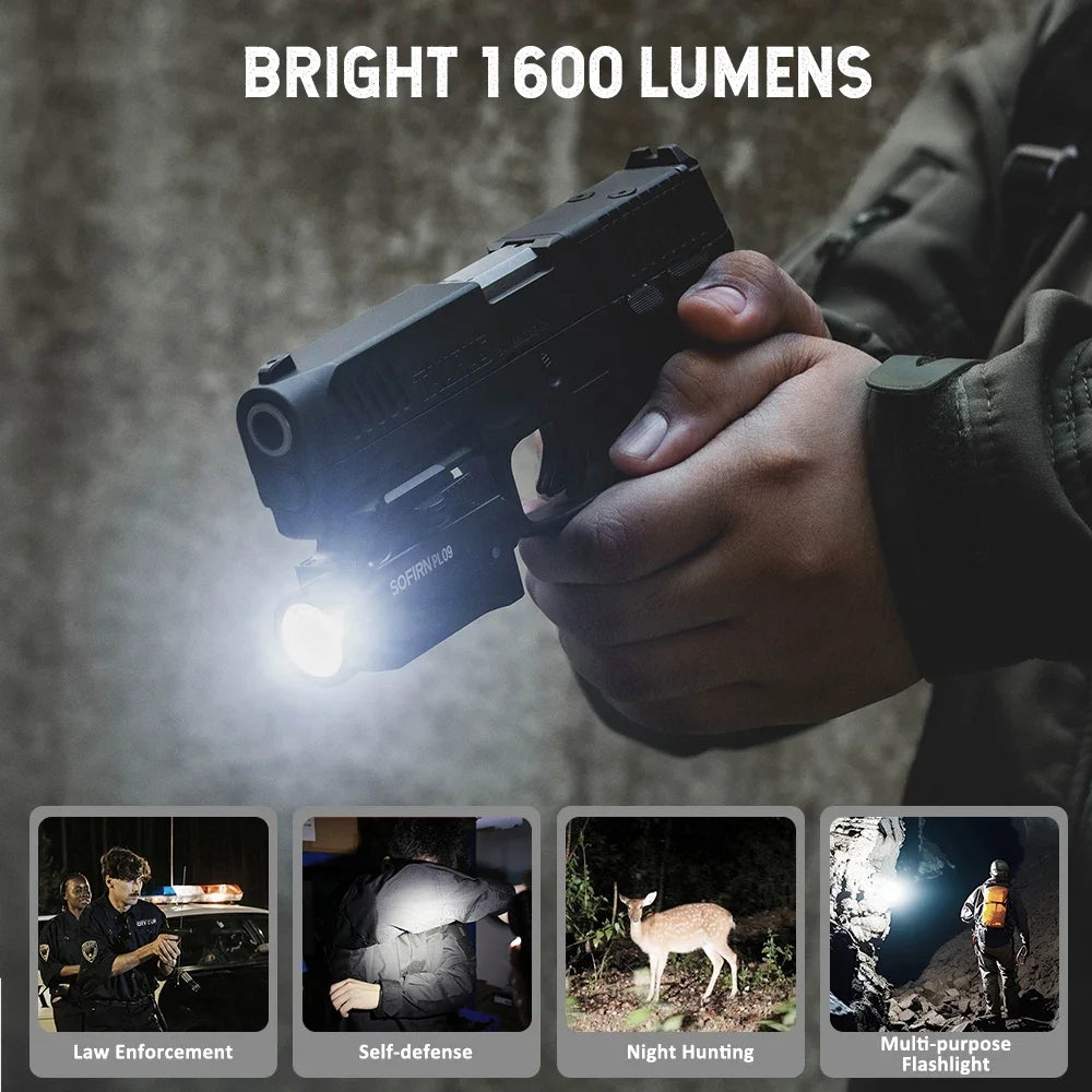 Tactical Pistol LED Rechargeable Lightweight Flashlight