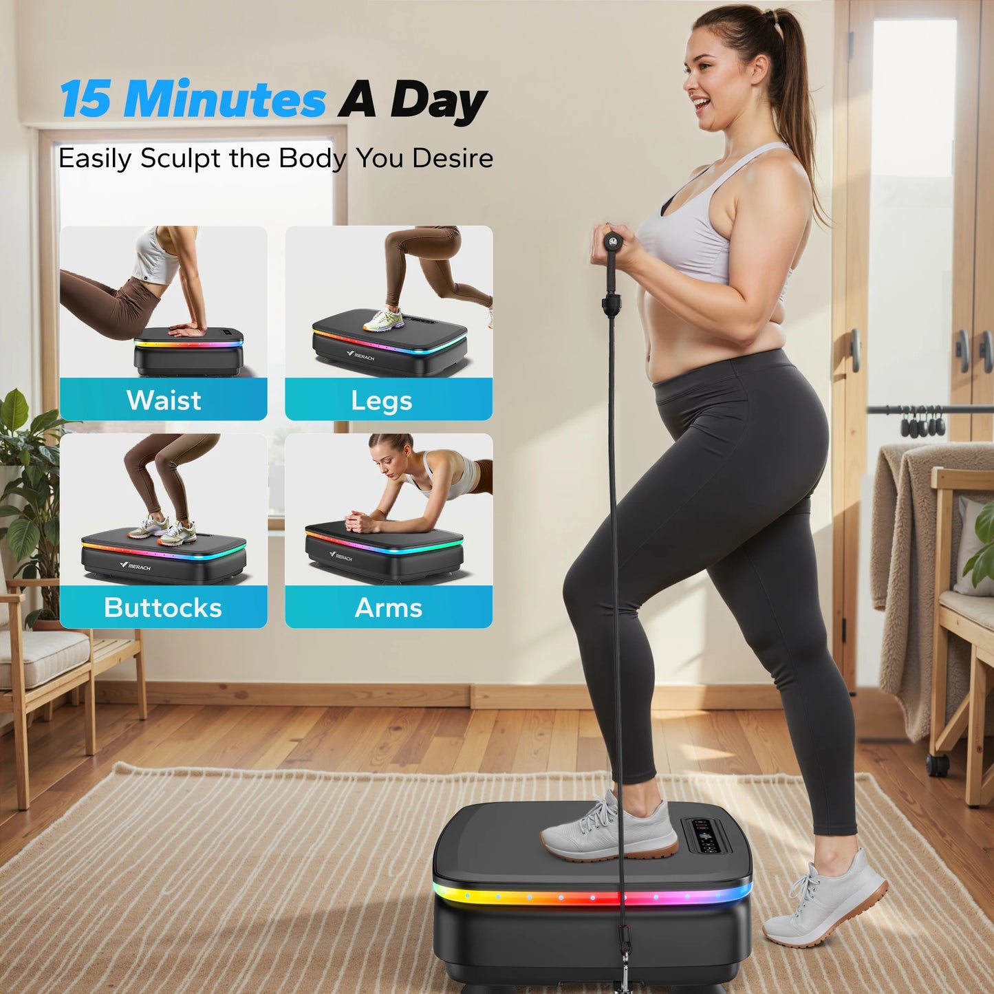 Vibration Plate Exercise Machine with Light Whole Body Workout Power