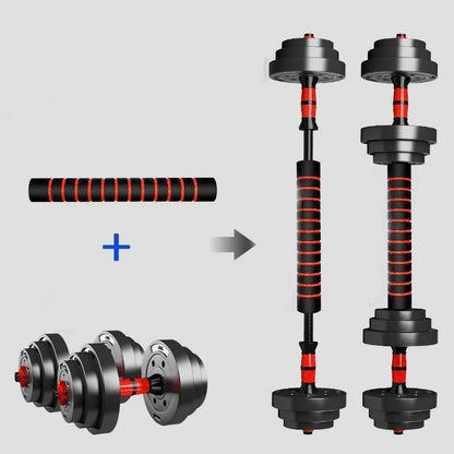 Adjustable Dumbbell to Barbell Set with Anti-Slip Grip
