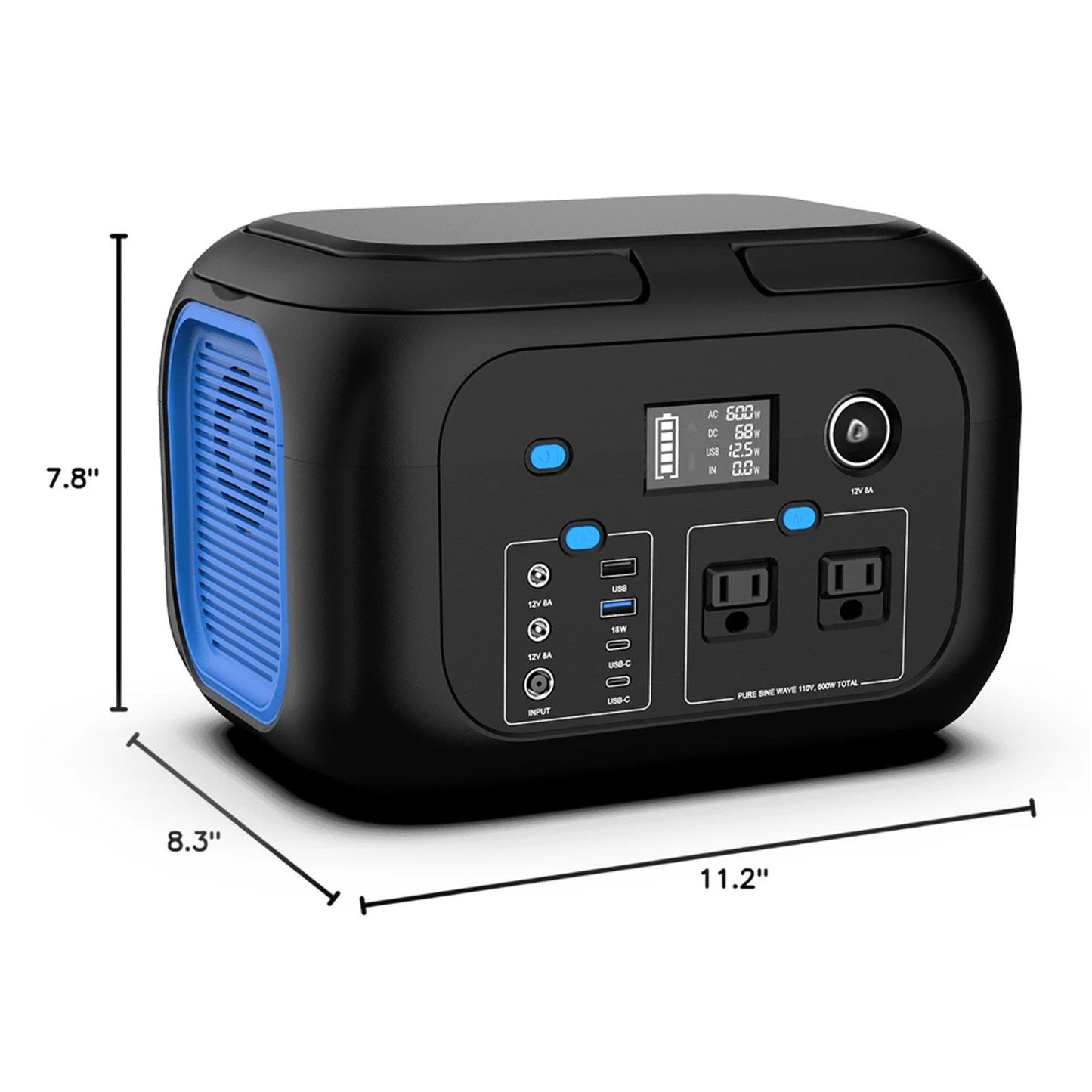 Portable Power Station (120W–600W) – Solar Generator Backup Battery for Camping & Emergency Use