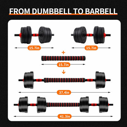 Adjustable Dumbbell to Barbell Set with Anti-Slip Grip