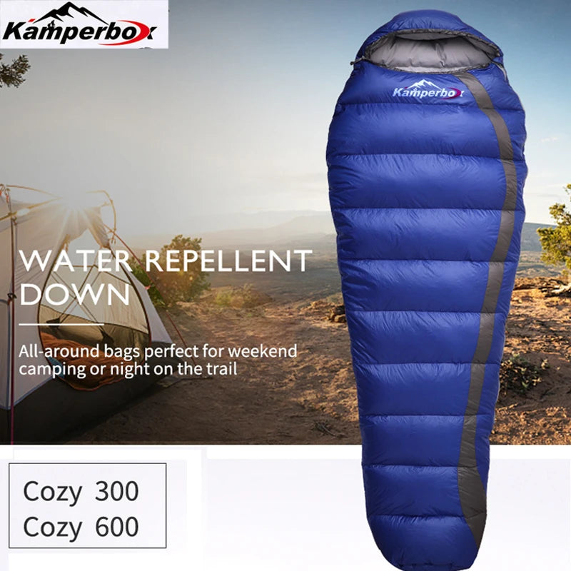 Winter Down Sleeping Bag (0°C to -10°C) – Cold Weather Mummy Sleeping Bag for Camping