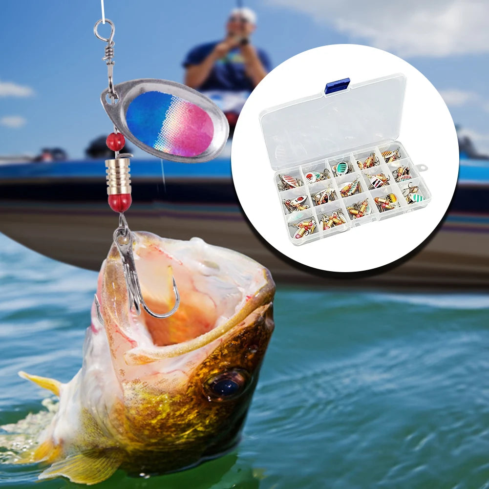 30pcs Metal Spoon Spinner Fishing Lure with Treble Hook