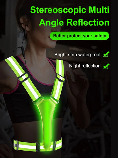 LED High Visibility Running and Cycling Safety Vest with USB Charger