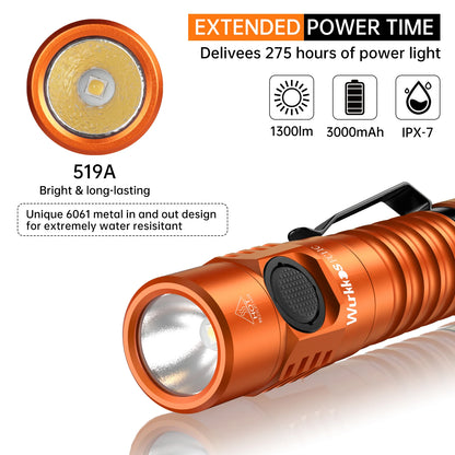 Hiking and Camping High-Output Flashlight w/ Rechargeable Battery