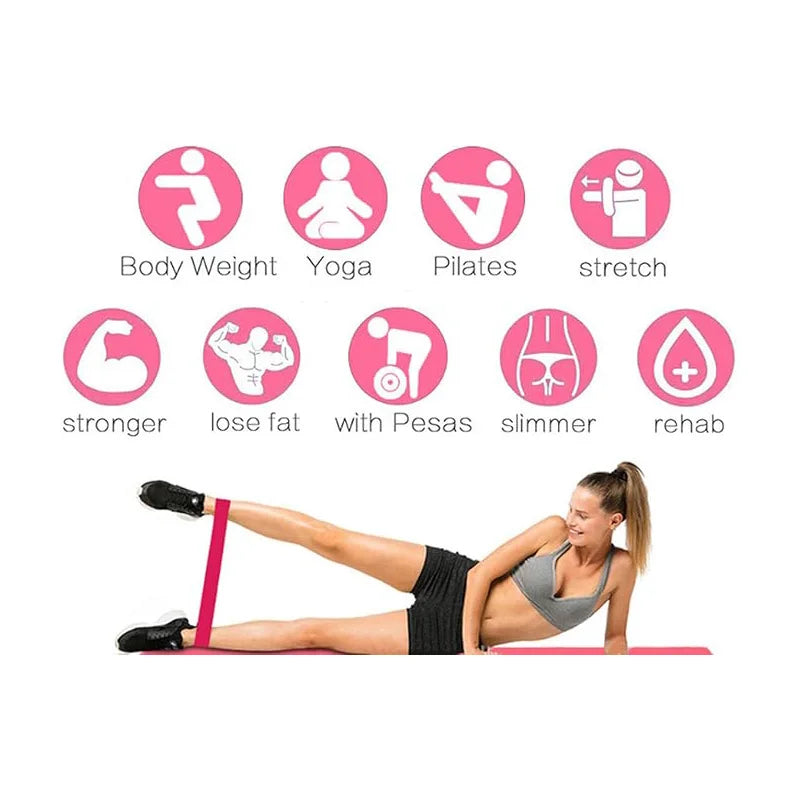 5 Pcs Pink Resistance Bands Set for Home Gym