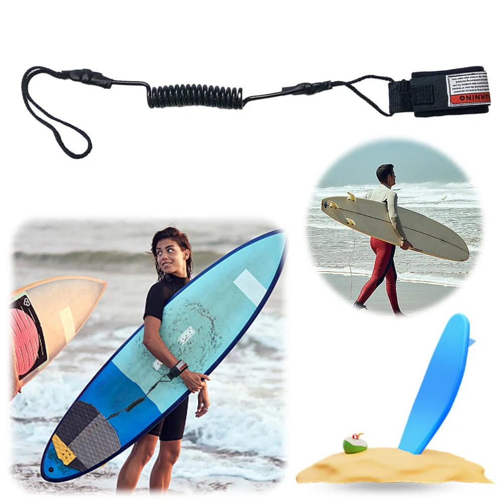 Coiled Bodyboard & SUP Leash – TPU Ankle Strap Surf Leash for Paddleboarding & Surfing