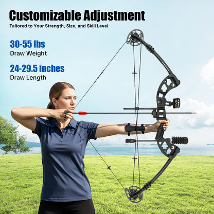 Compound Bow Kit – Adjustable Draw Weight Archery Set for Target Practice & Outdoor Use