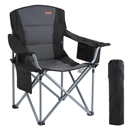 Camping Folding Chair – Heavy-Duty Portable Outdoor Chair with Lumbar Support & Storage Pockets