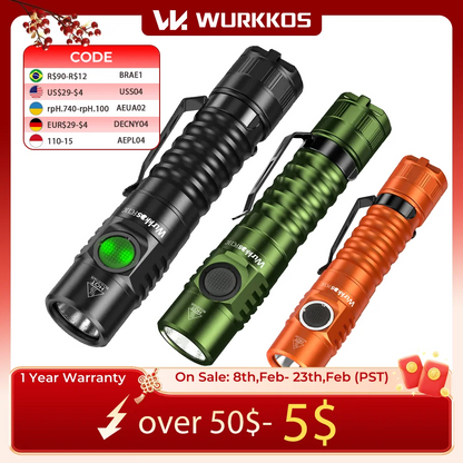 Hiking and Camping High-Output Flashlight w/ Rechargeable Battery
