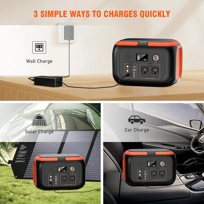Portable Power Station (120W–600W) – Solar Generator Backup Battery for Camping & Emergency Use