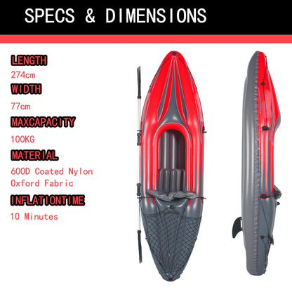 Inflatable Kayak with Paddle & Pump – 1 Person Portable Kayak for Lakes & Rivers