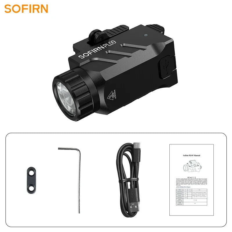 Tactical Pistol LED Rechargeable Lightweight Flashlight
