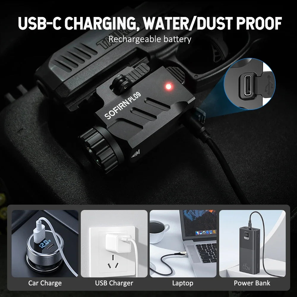 Tactical Pistol LED Rechargeable Lightweight Flashlight