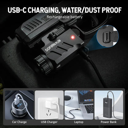 Tactical Pistol LED Rechargeable Lightweight Flashlight