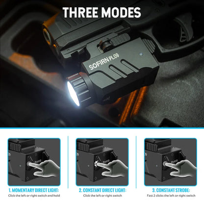 Tactical Pistol LED Rechargeable Lightweight Flashlight