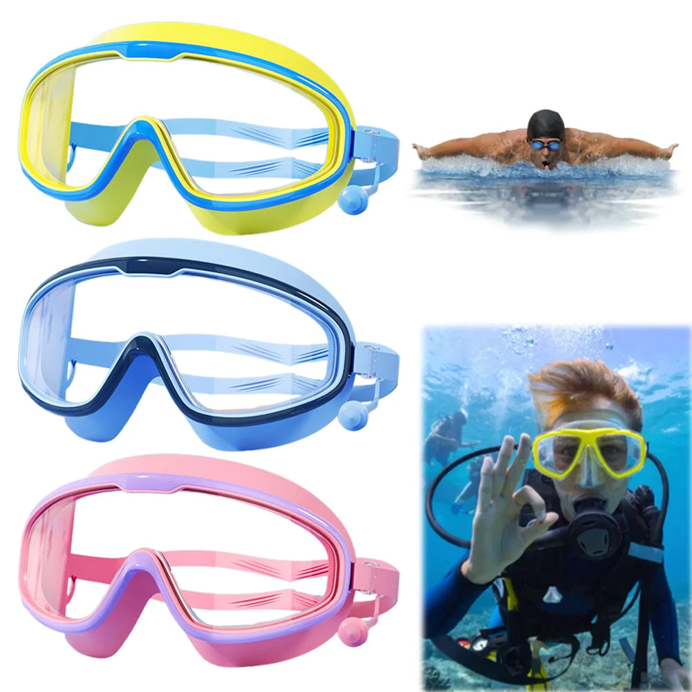Kids Swim Goggles with Earplugs – Anti-Fog UV Protection Swimming Goggles for Boys & Girls