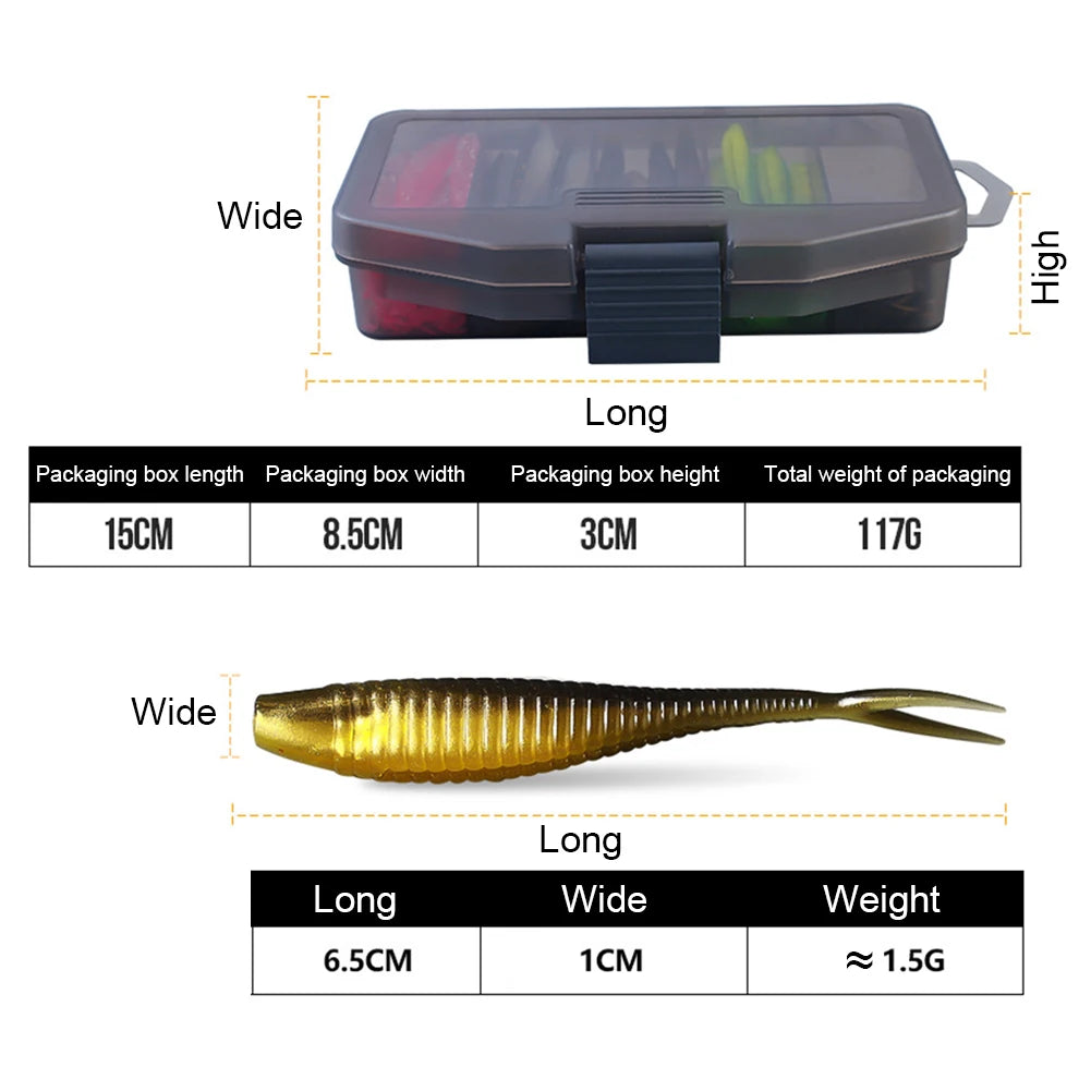 61pcs Lightweight Artificial Fishing Lure & Hook Set with Tacklebox