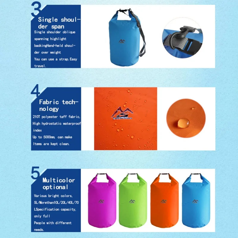Waterproof Dry Bag (5L–70L) – Heavy-Duty Roll Top Dry Sack for Kayaking, Camping & Water Sports