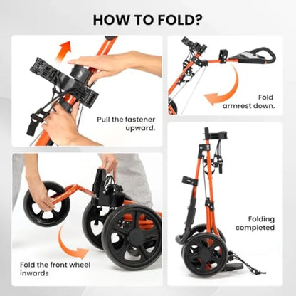 3-Wheel Golf Push Cart – Foldable Golf Cart with Cup Holder, Brake & Storage