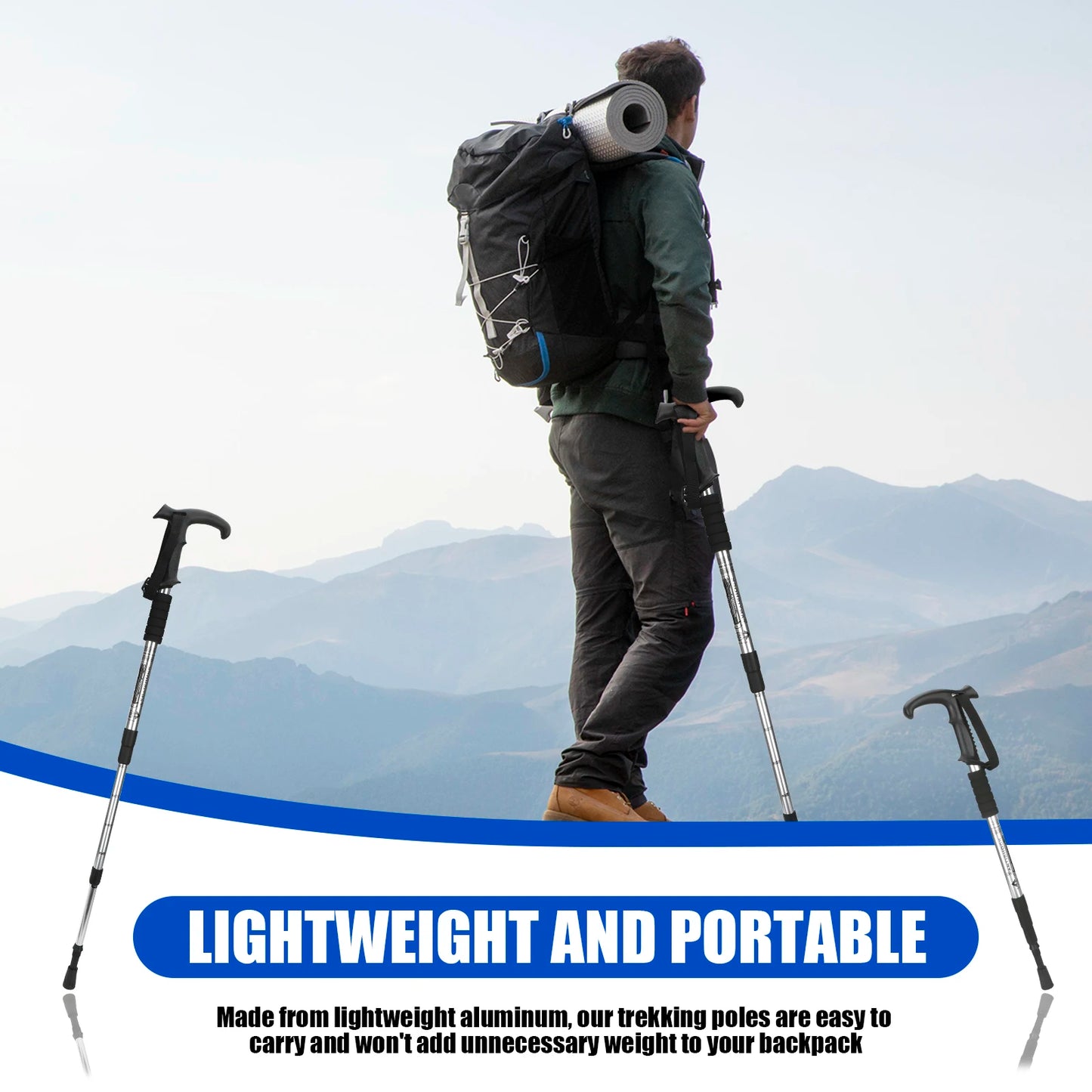 Adjustable Trekking Poles (54–110cm) – Lightweight Aluminum Hiking Sticks for Stability & Support