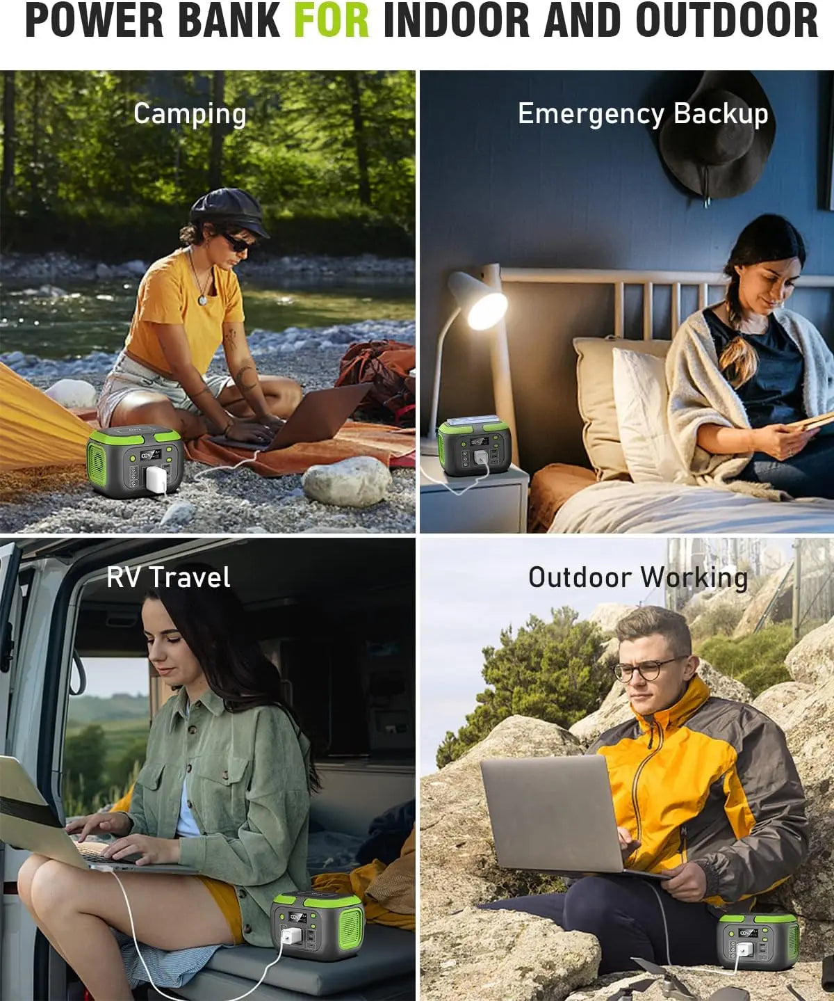 Portable Power Station (120W–600W) – Solar Generator Backup Battery for Camping & Emergency Use