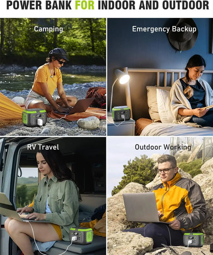 Portable Power Station (120W–600W) – Solar Generator Backup Battery for Camping & Emergency Use