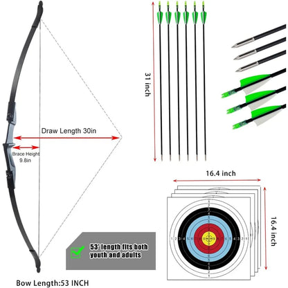 Recurve Bow Set (20lb) – Beginner Archery Kit with Arrows, Target & Accessories