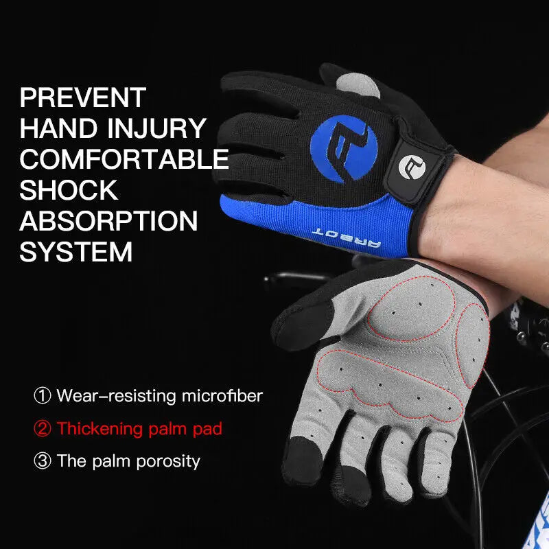 Cycling Gloves - Full Finger BMX Mountain Bike Gloves with Touchscreen Ability