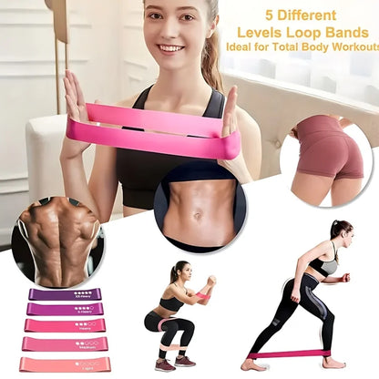 5 Pcs Pink Resistance Bands Set for Home Gym