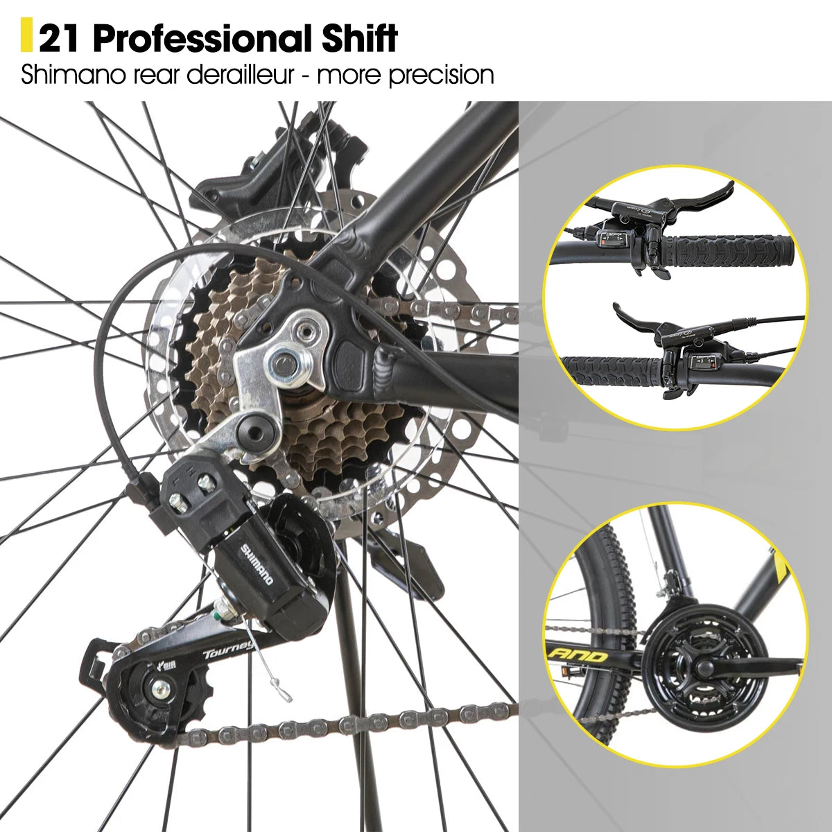 Aluminum Mountain Bike with 21 Speeds and Hydraulic Disc-Brakes