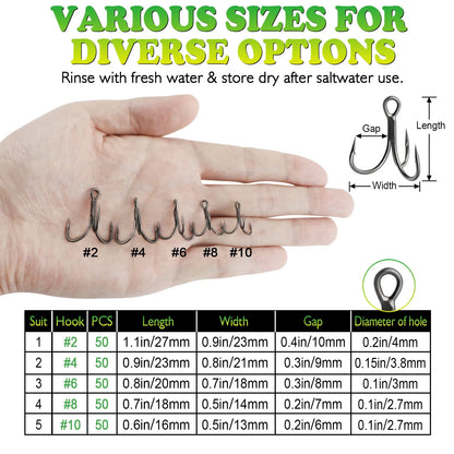 Coated Treble Hooks - 50PCS