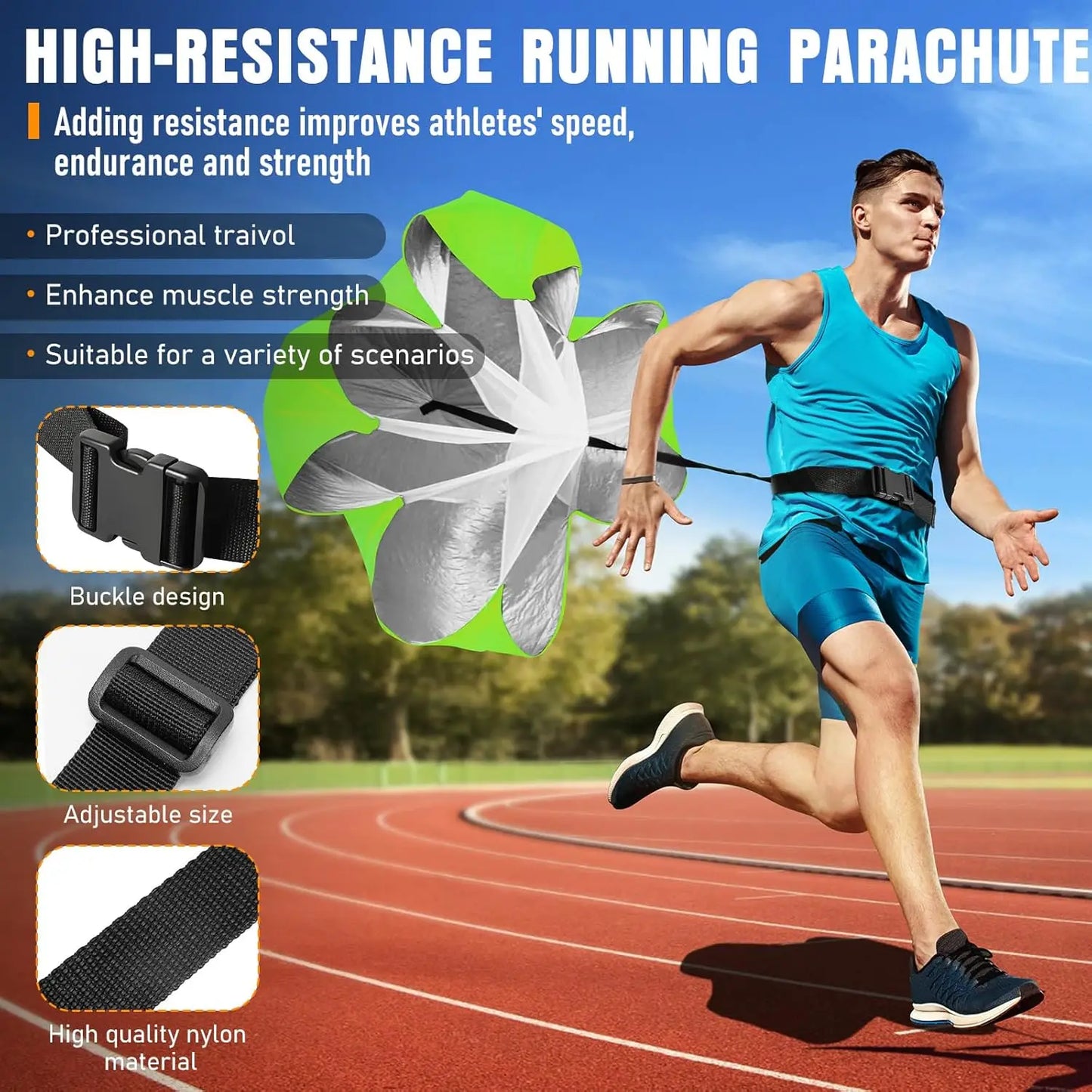 20ft Agility Speed Ladder Set with Cones, Hurdles, Jump Rope & Running Parachute