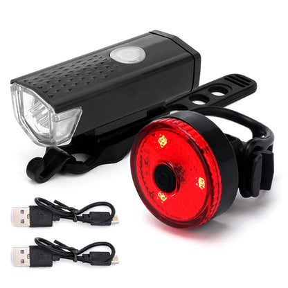 Cycling Front & Rear LED Light Set Lantern Bicycle Front Rear Light Set Bike USB Charge Headlight Light MTB Waterproof Taillight Bike Parts Accessories