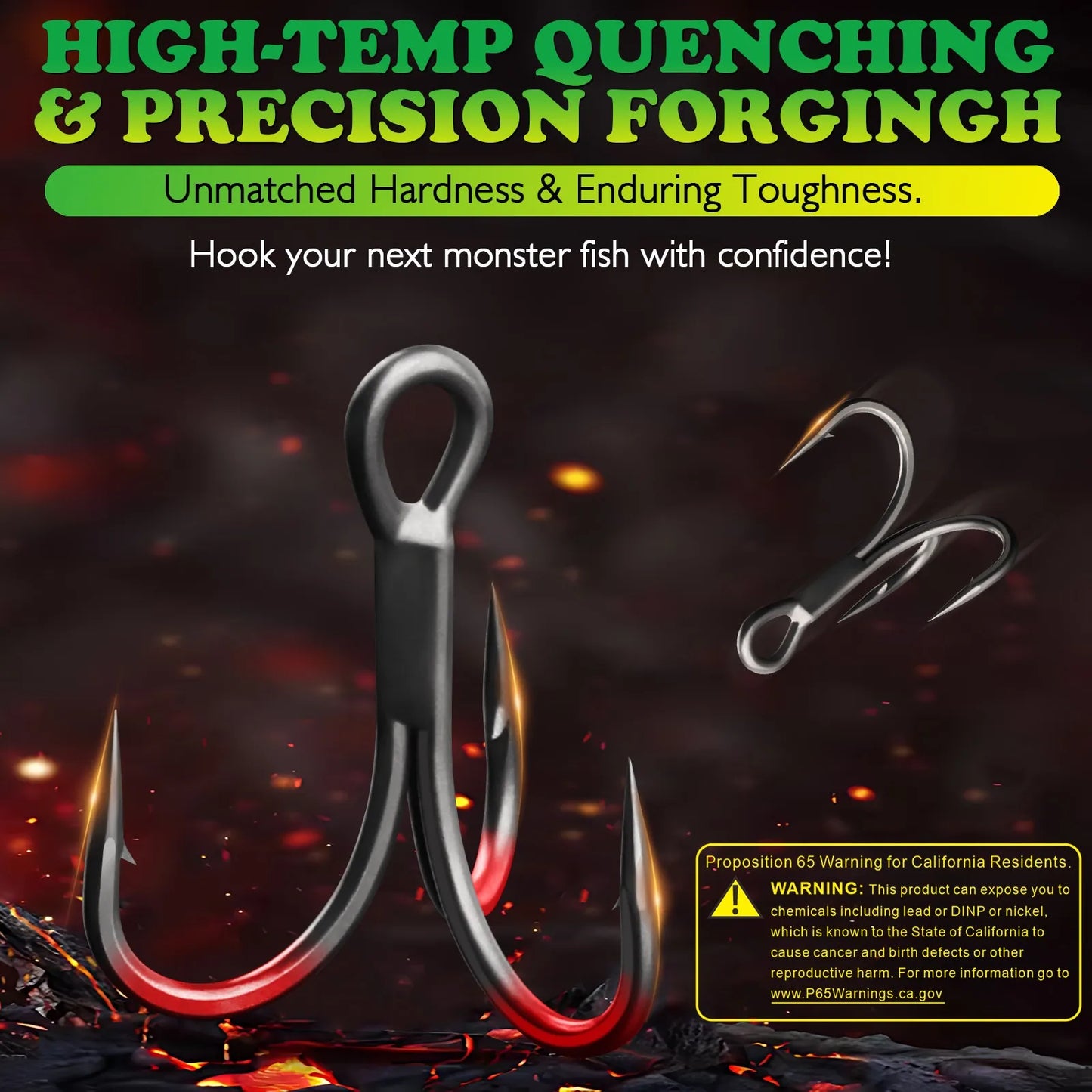Coated Treble Hooks - 50PCS
