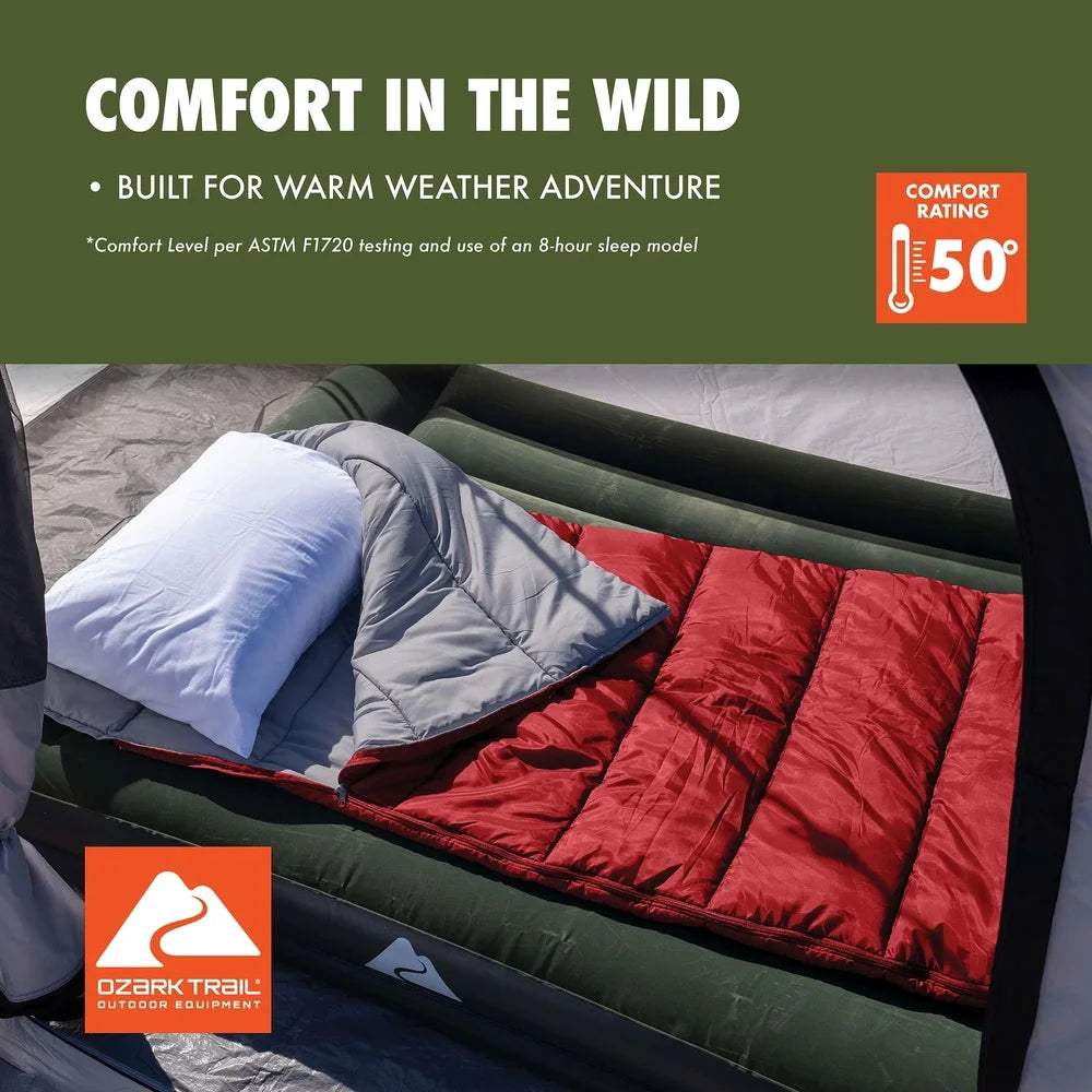 Lightweight Sleeping Bag (50°F) – Compact Camping & Travel Sleeping Bag with Carry Sack