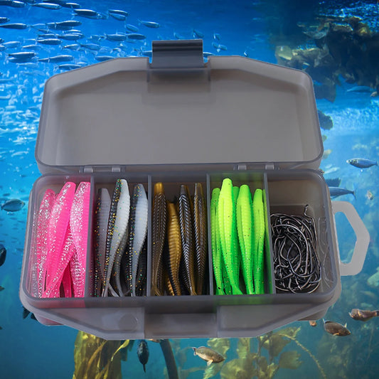 61pcs Lightweight Artificial Fishing Lure & Hook Set with Tacklebox