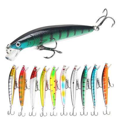 10Pcs Long Tail Minnow Fishing Lure