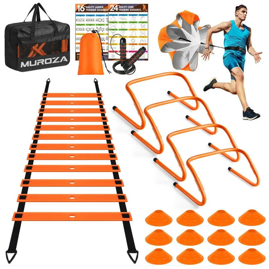Agility Training Set – Ladder, Cones, Hurdles, Jump Rope & Speed Parachute Kit