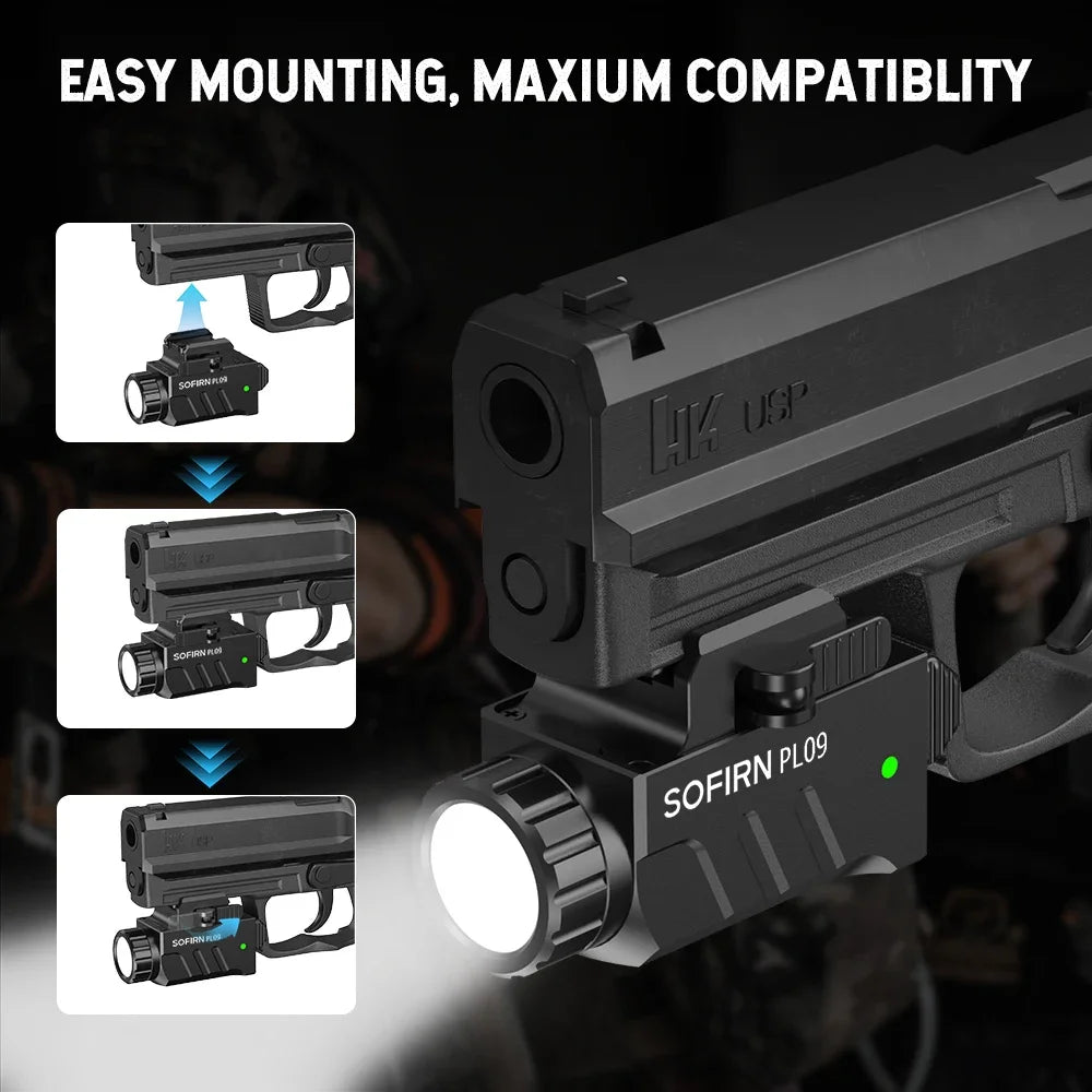 Tactical Pistol LED Rechargeable Lightweight Flashlight