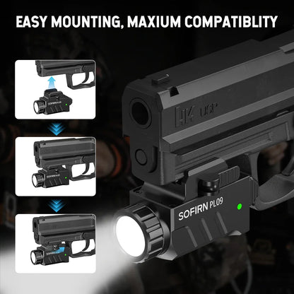 Tactical Pistol LED Rechargeable Lightweight Flashlight