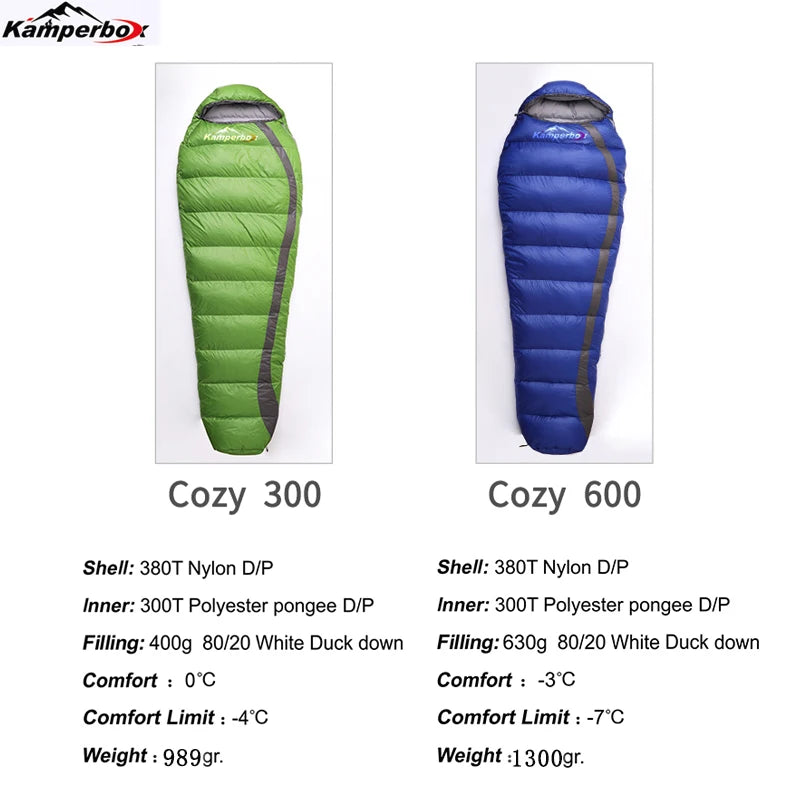 Winter Down Sleeping Bag (0°C to -10°C) – Cold Weather Mummy Sleeping Bag for Camping