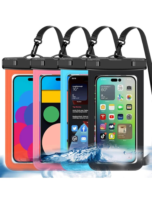 4-Pack Waterproof Phone Pouch – Universal Dry Bag Case for Beach, Swimming & Water Sports