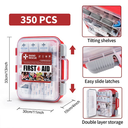 First Aid Kit (350 Pieces) – Comprehensive Emergency Medical Kit for Camping, Travel & Home