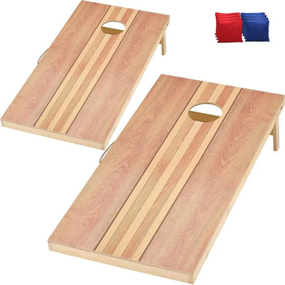 Regulation Cornhole Set (4’ x 2’) – Solid Wood Boards with 8 Bean Bags for Outdoor Play