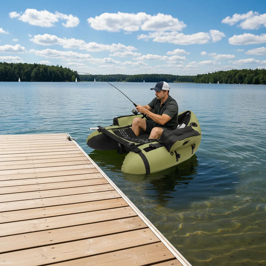 Inflatable Fishing Boat – Portable 1-Person Float Tube for Lakes, Rivers & Fishing Adventures