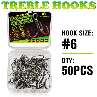 Coated Treble Hooks - 50PCS