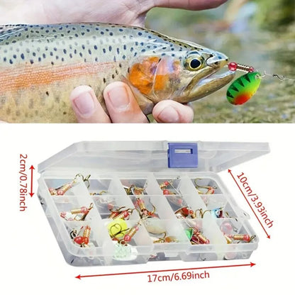 30pcs Metal Spoon Spinner Fishing Lure with Treble Hook